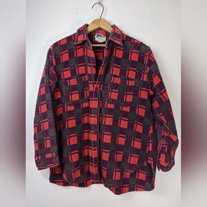 Vintage Champion Mac Jacket Red black plaid 80s lumber jacket Flannel 16 tag